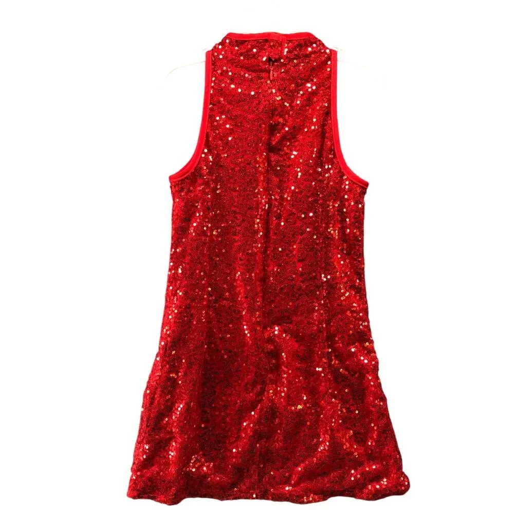 Lolanta Girls Dance Costume Dress Size 6-7 (130) Red Sequin‎ Sleeveless Jazz